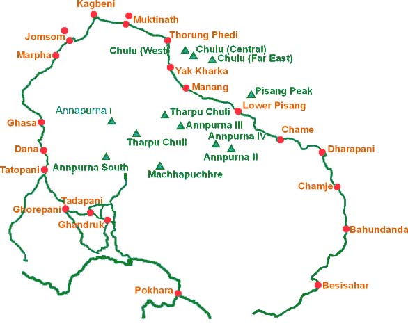 Annapurna Circuit Trek route map